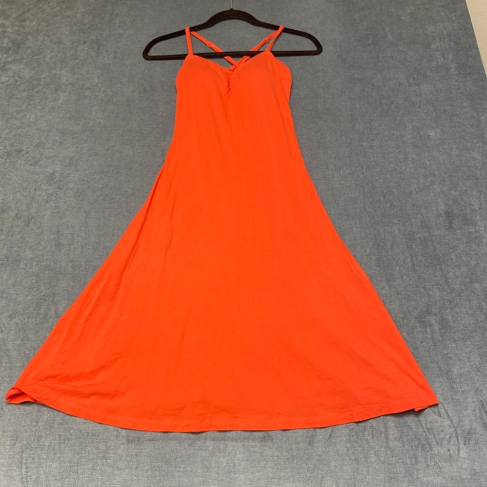 Uniqlo Maxi Dress Women XS Orange Jersey Adjustable Strap Sweetheart Neck Summer